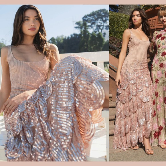 NWT Mac Duggal [ 6 ] 94195 Asymmetrical Scallop Hem Embellished Dress Rose J1867 - Picture 4 of 16